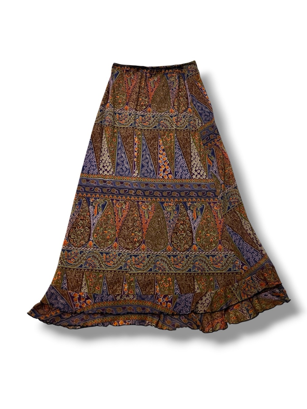 Vintage Weston Wear Maxi Skirt Size Large Mesh Knit Paisley Floral Boho RenFair